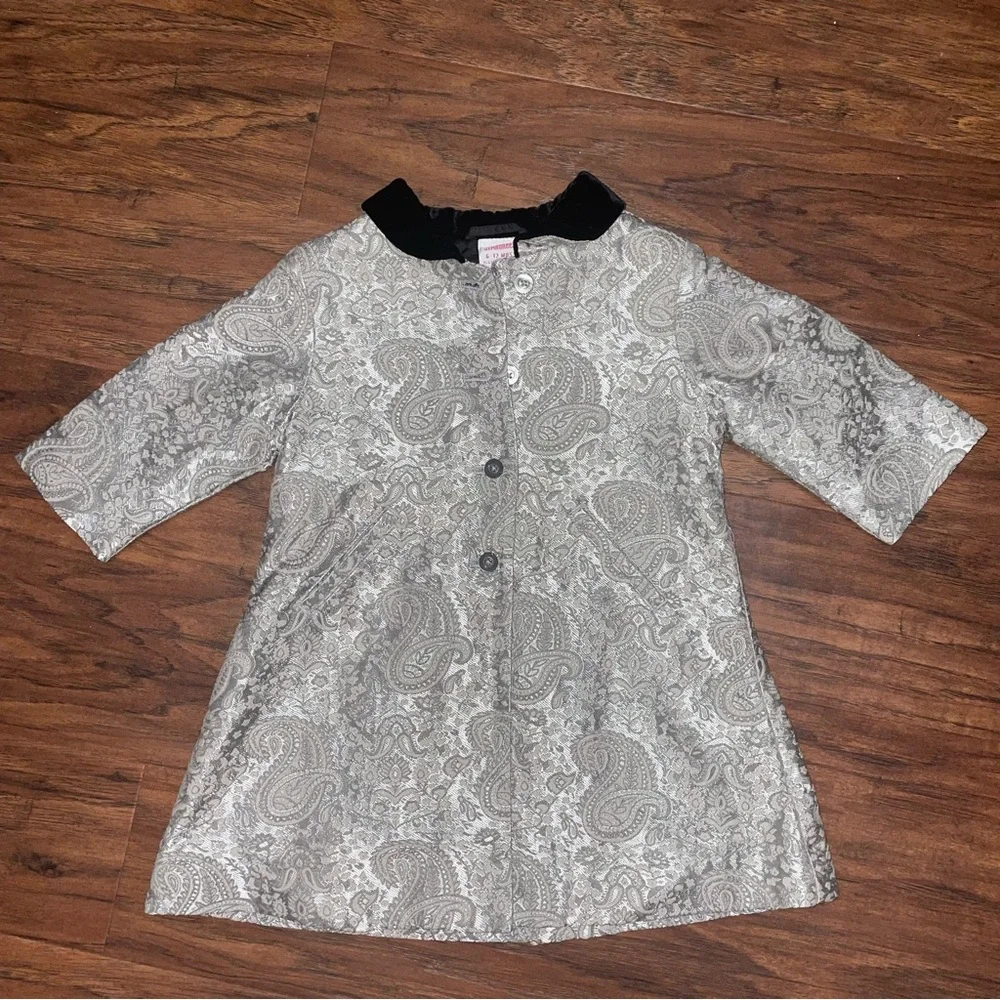 Vintage Deadstock Gymboree Prim & Proper Silver Brocade Holiday Coat‎ 6-12 Month